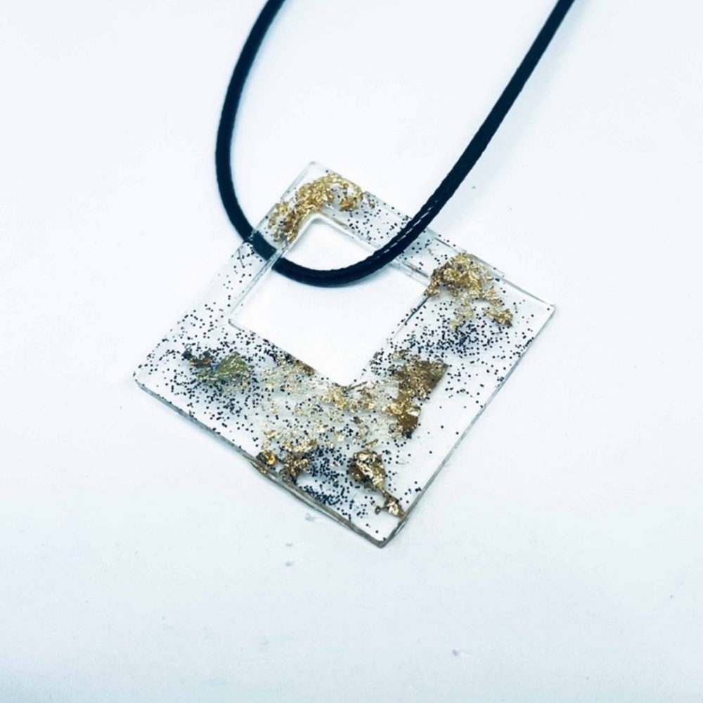 New 24k Gold Flaked Artisan Leather Cord Necklace Sterling Silver Clasp - Picture 4 of 12
